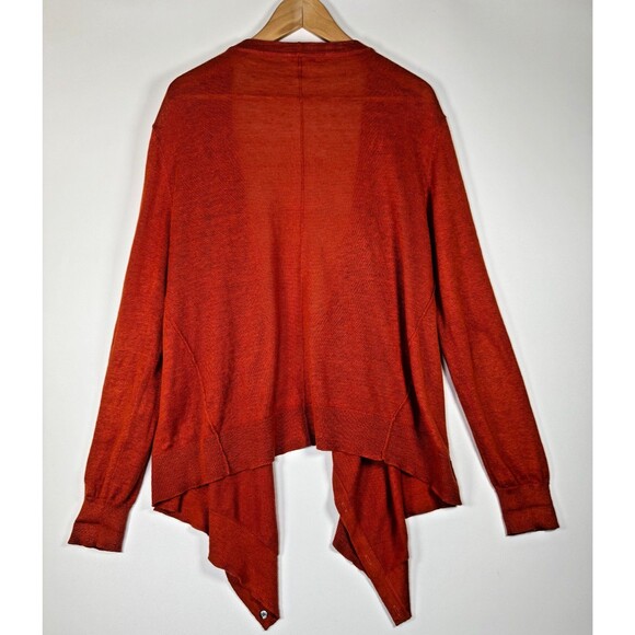 Garnet Hill Linen Cardigan Womens XL Burnt Orange Asymmetrical Hem Button Front - Picture 3 of 15